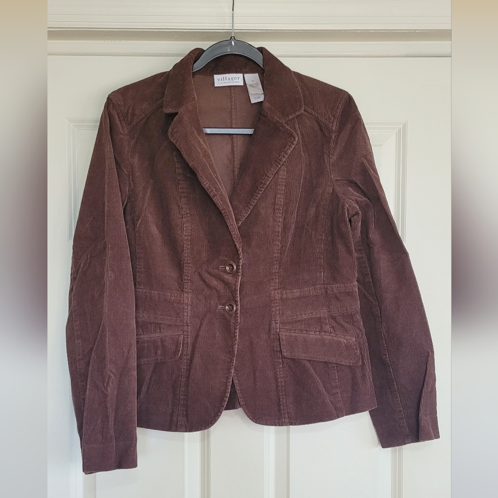 Vintage Villager by Liz Claiborne Chocolate Brown Corduroy Jacket - Size 10
